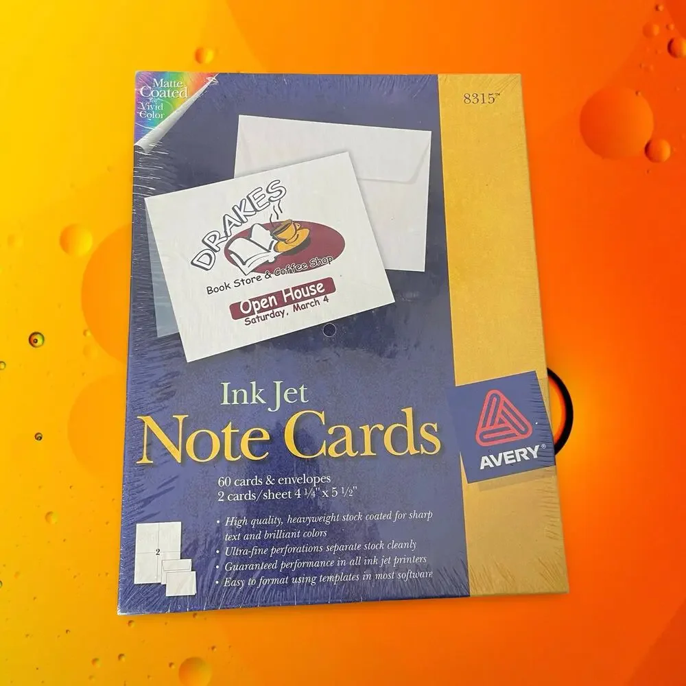 Avery 8315 Inkjet Note Cards with Envelopes White 4.25 x 5.5 60 Count Pack NEW